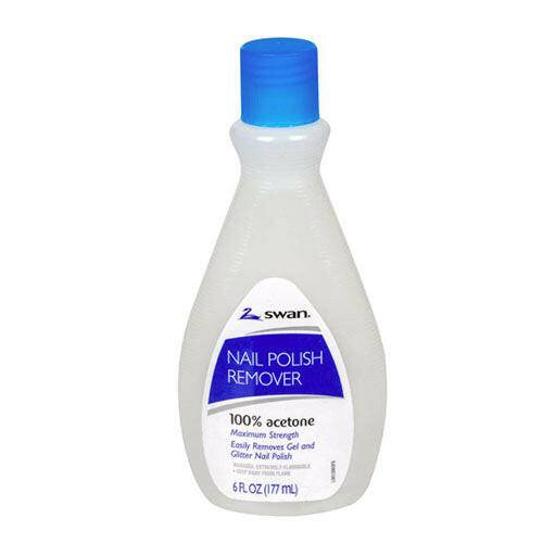 Swan Nail Polish Remover 100% Acetone Maximum Strength, 6 oz - OleBella