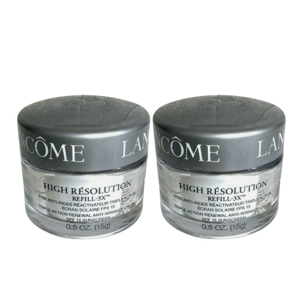 Lancome High Resolution -3X Triple Action Renewal Anti-Wrinkle Cream SPF 15 Sunscreen 0.5 oz x 2 - Total Size 1 oz