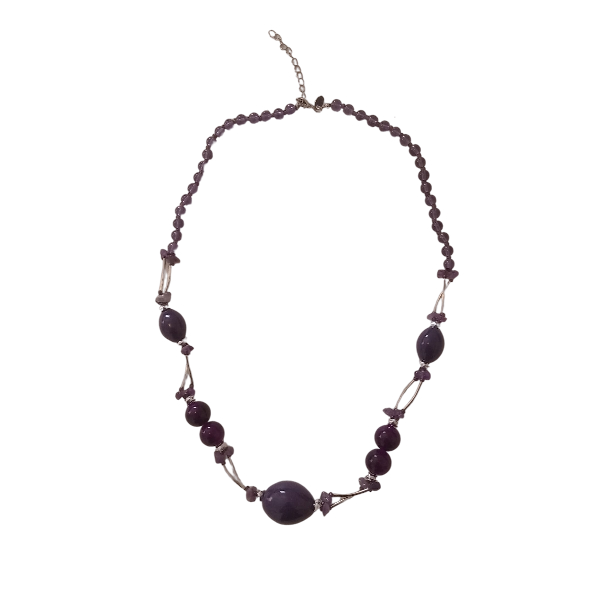 Genuine Amethyst Gemstone Fashion Necklace 24 inch - OleBella