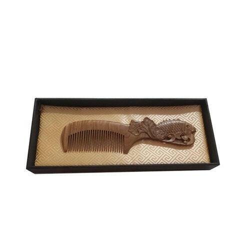 Jinmujiang Wooden and Bamboo Fish Carved Hair Comb - OleBella