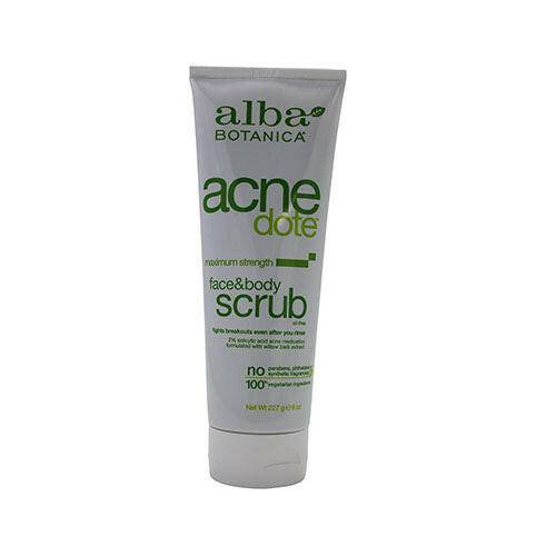 Alba Botanica Acne Dote Face & Body Scrub, 8 oz - OleBella