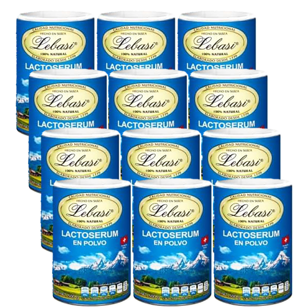 Lebasi Lactoserum- Swiss Whey Dietary Powder (Suero de Leche Lebasi), 500 g - 12 Pack - OleBella