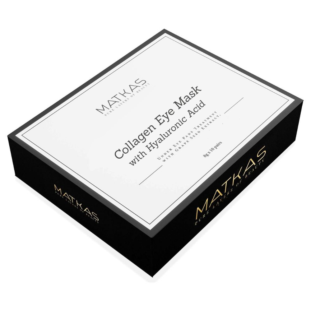Matkas Collagen Eye Mask with Hyaluronic Acid Under Eye Pads Treatment with Grape Seed Extract Rose Essential Oil and Avena Sativa Peptide, 8g x 10 pairs