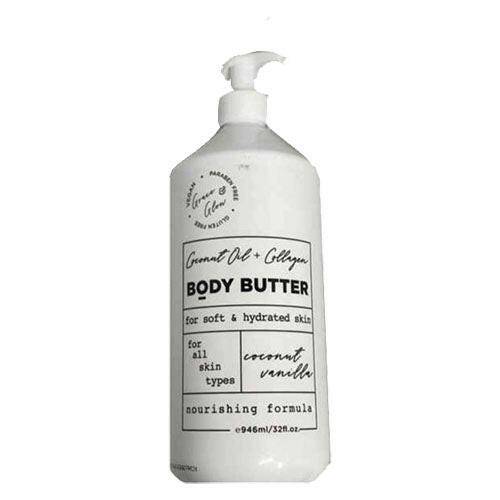 Home & Body Co Grace & Glow Coconut Oil+Collagen Body Butter Nourishing Formula, 32 oz - OleBella