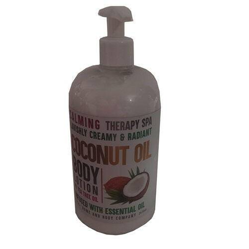 Home & Body Co Calming Therapy Lavishly Creamy & Radiant Coconut Oil Body Lotion w/ Tea Trea Oil Infused with Essential Oil, 24 oz - OleBella