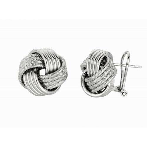 925 Sterling Silver Large Multirow Love Knot Earring - OleBella