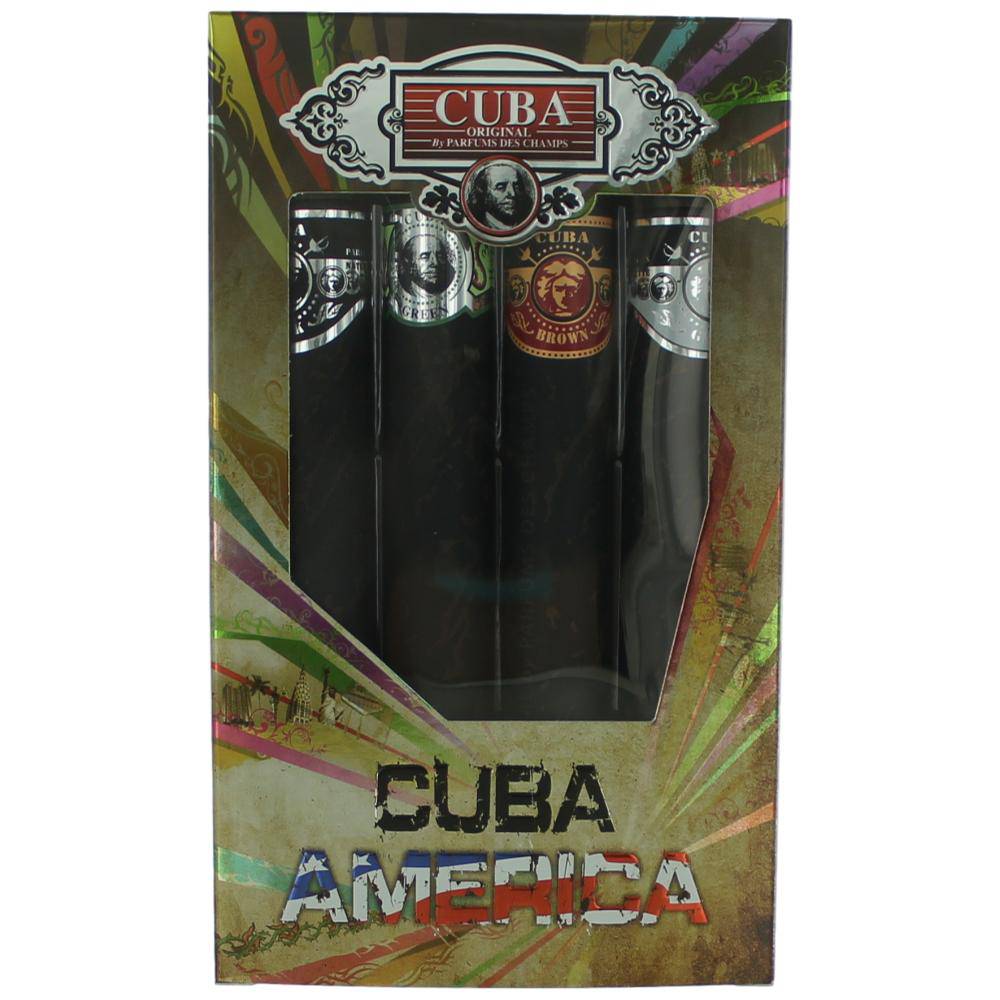 Cuba America by Cuba, 4 Piece Gift Set men with Black, Grey, Green & Brown - OleBella