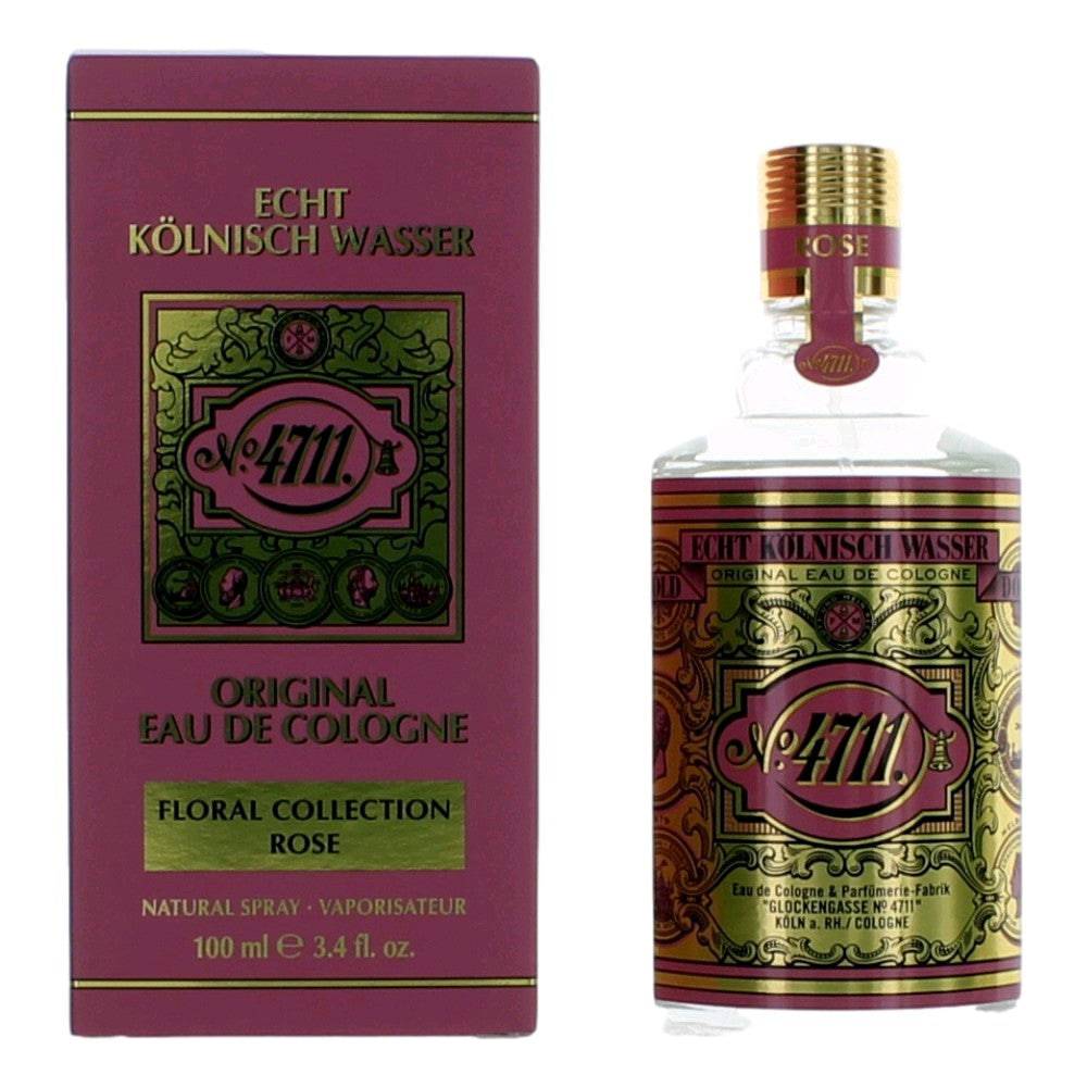 4711 Floral Collection Rose by 4711, 3.4oz Eau De Cologne Spray for Unisex - OleBella