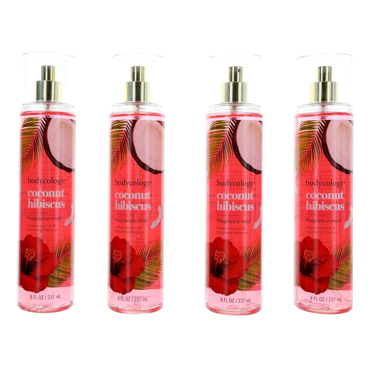 Coconut Hibiscus by Bodycology, 4 Pack 8 oz Fragrance Mist for Women - OleBella