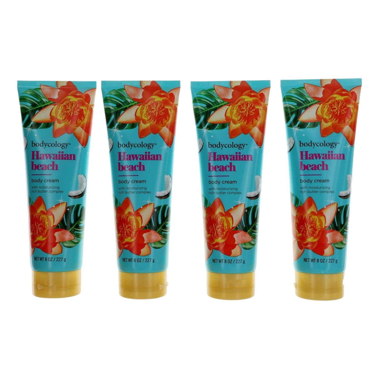 Hawaiian Beach by Bodycology,4 Pack 8 oz Moisturizing Body Cream women - OleBella