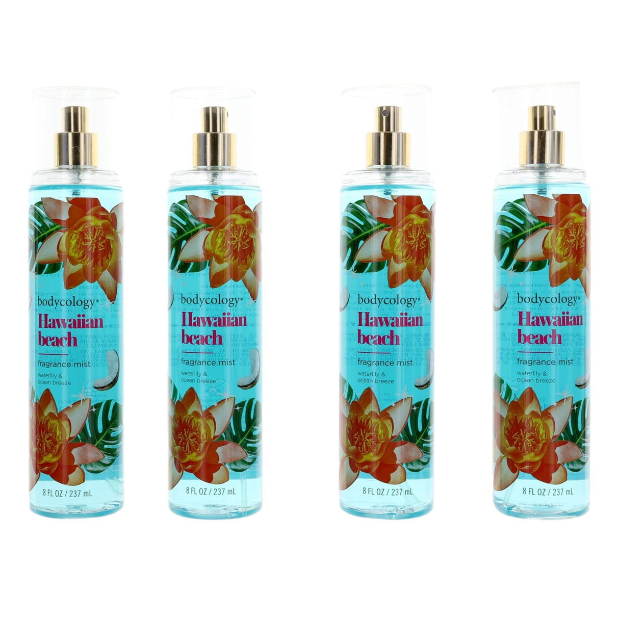 Hawaiian Beach by Bodycology, 4 Pack 8 oz Fragrance Mist for Women - OleBella