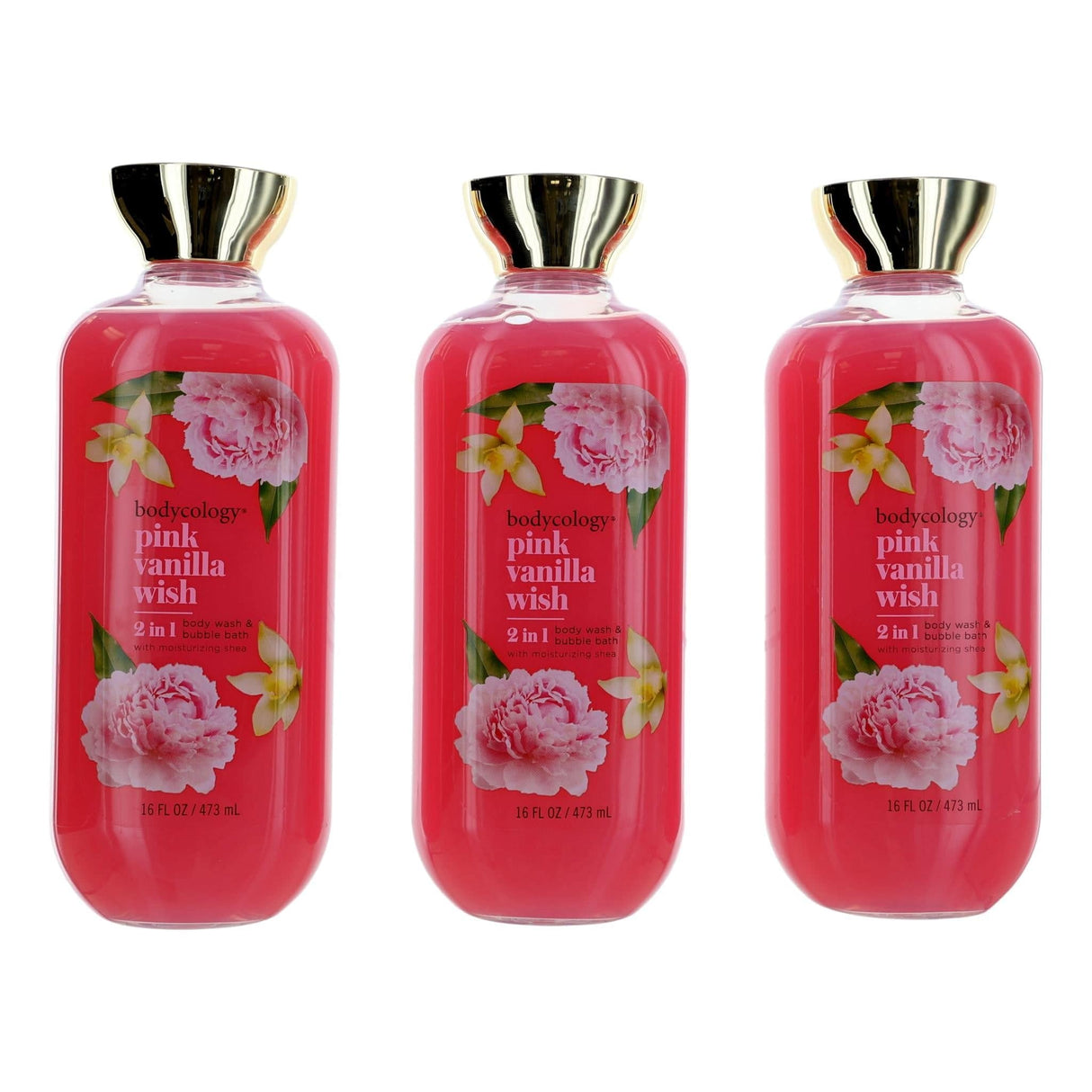 Pink Vanilla Wish, 3 Pack 16oz 2 in 1 Body Wash & Bubble Bath women - OleBella