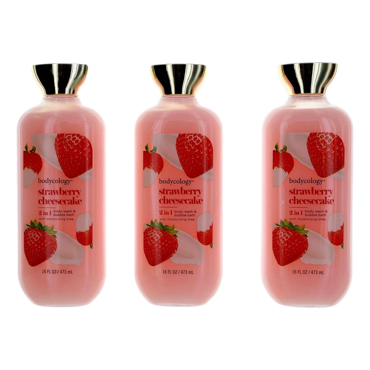Strawberry Cheesecake, 3 Pack 16oz 2 in 1 Body Wash & Bubble Bath women - OleBella