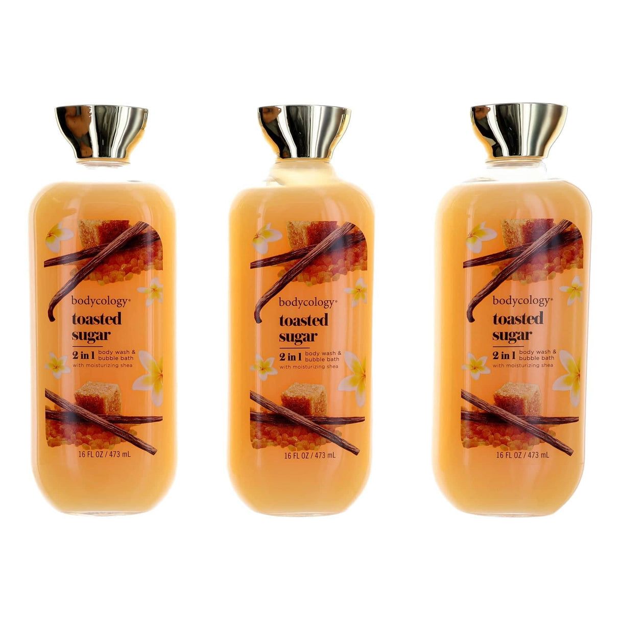 Toasted Sugar by Bodycology, 3 Pack 16oz 2 in 1 Body Wash & Bubble Bath women - OleBella