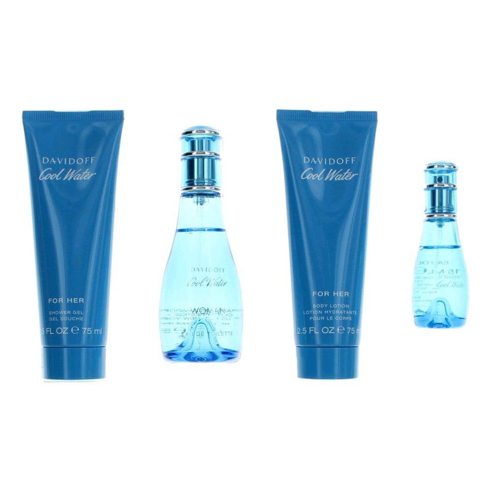 Cool Water by Davidoff, 4 Piece Gift Set for Women - OleBella