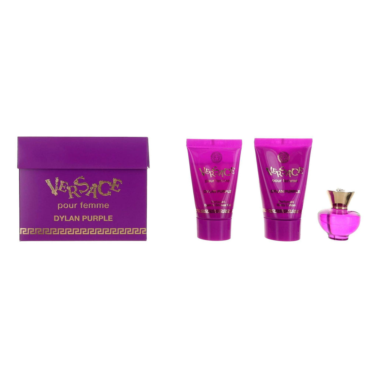 Versace Dylan Purple by Versace, 3 Piece Miniature Gift Set for Women - OleBella