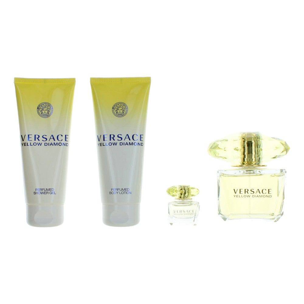 Versace Yellow Diamond by Versace, 4 Piece Gift Set for Women - OleBella