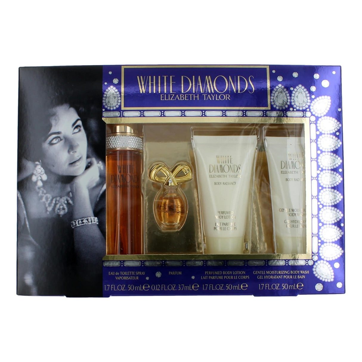 White Diamonds by Elizabeth Taylor, 4 Piece Gift Set women (With 1.7oz) - OleBella