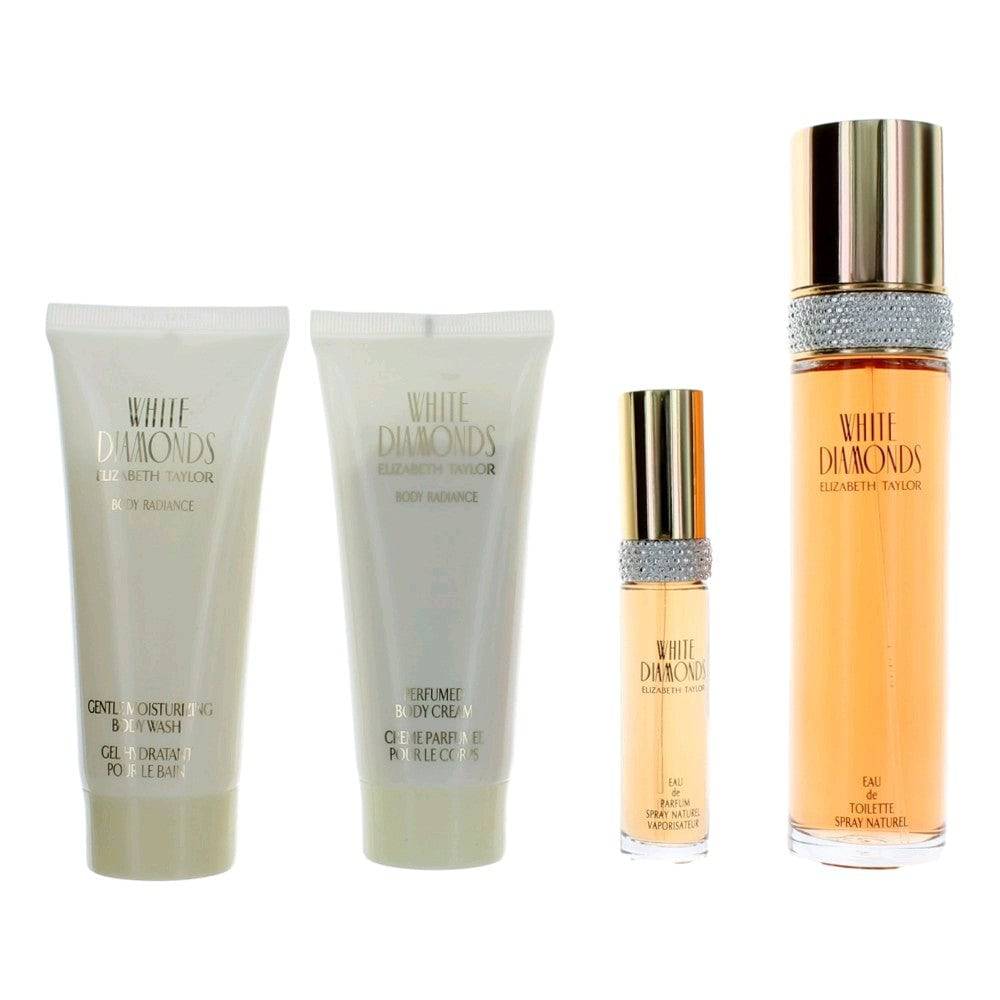 White Diamonds by Elizabeth Taylor, 4 Piece Gift Set women Blue Box - OleBella