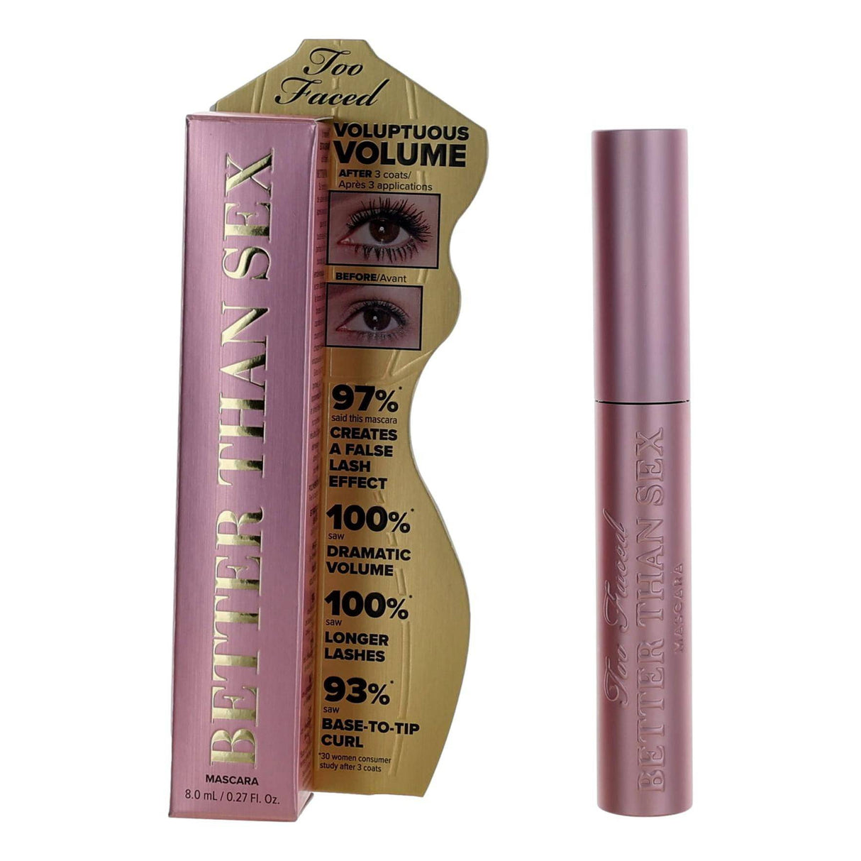 Too Faced Better Than Sex, .27oz Volumizing & Lengthening Mascara - Black - OleBella