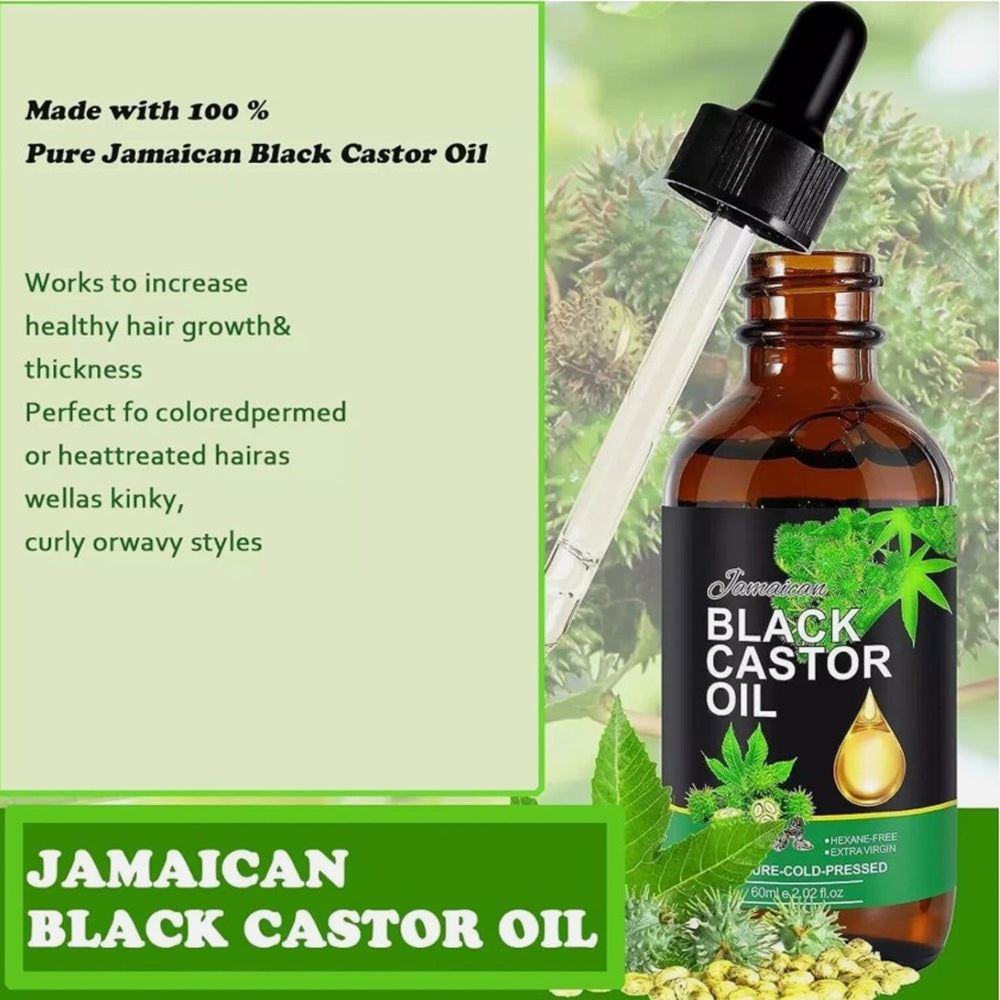 Aliver Jamaican Black Castor Oil 100% Pure Cold Pressed Organic Castor Oil 2.02 oz. DETOX. HEXANE-FREE. EXTRA VIRGIN