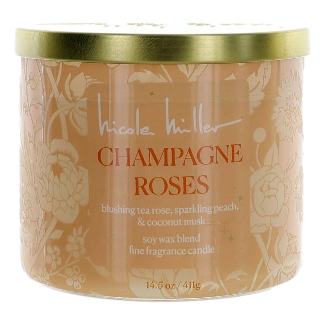Nicole Miller 14.5 oz Soy Wax Blend 3 Wick Candle - Champagne Roses - OleBella