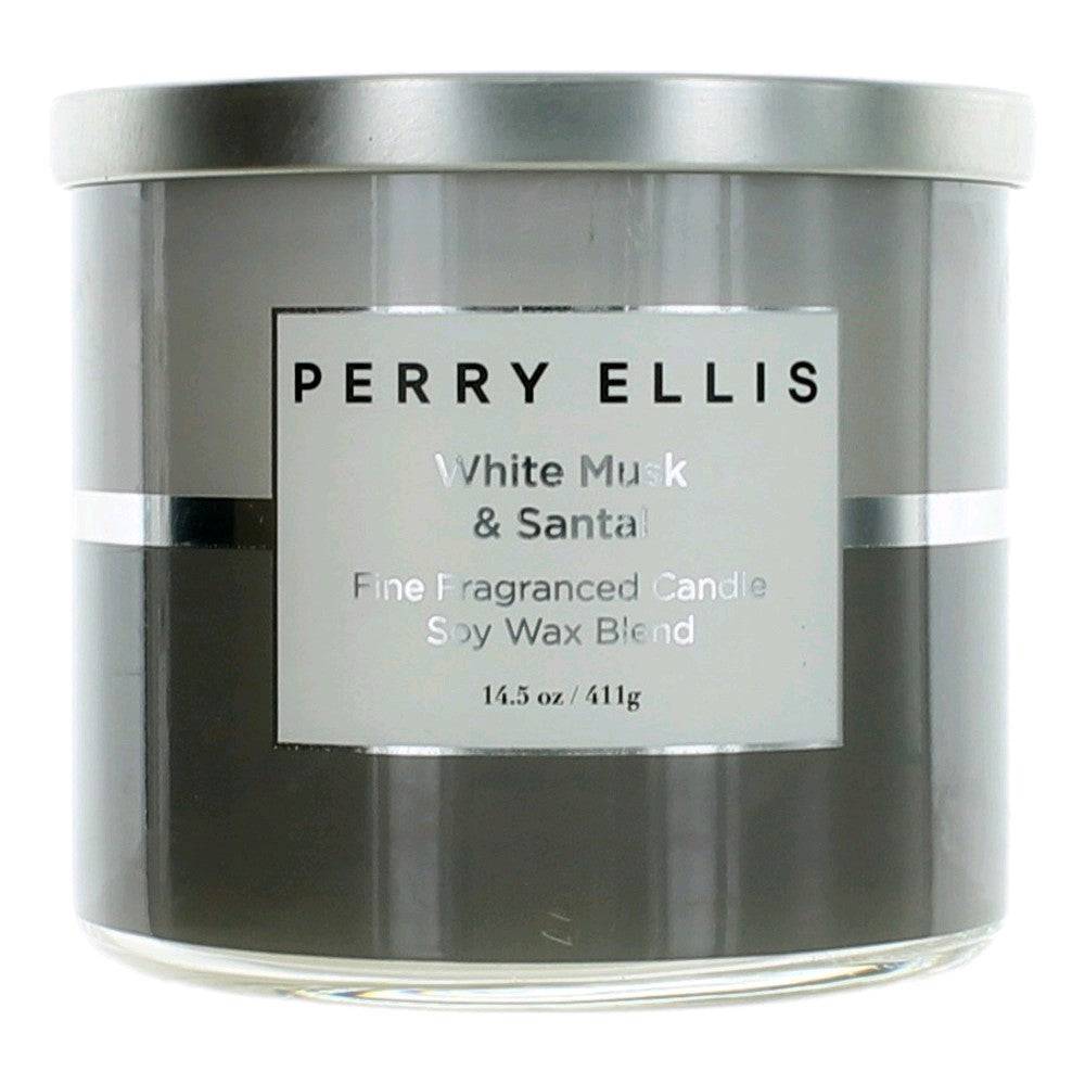Perry Ellis 14.5 oz Soy Wax Blend 3 Wick Candle - White Musk & Santal - OleBella