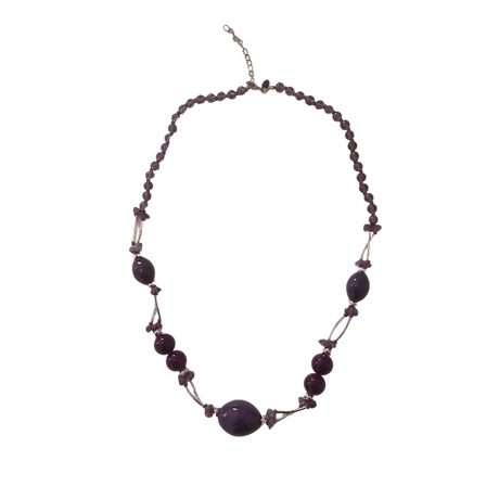 Genuine Amethyst Gemstone Fashion Necklace 24 inch - OleBella