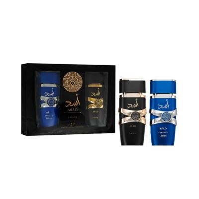 Lattafa Asad 5Th Anniversary 2 Pc Set Asad + Zanzibar EDP, 3.4 + 3.4 oz (M)