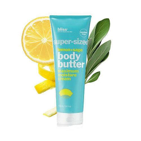 Bliss  Super-sized Lemon+Sage Body Butter Maximum Moisture Cream, 14 oz -Jumbo Size - OleBella