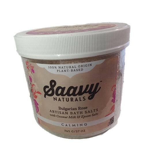 Saavy Naturals Bulgarian Rose Artisan Barh Salts with Coconut Milk & Epson Salts Calming, 27 oz - OleBella