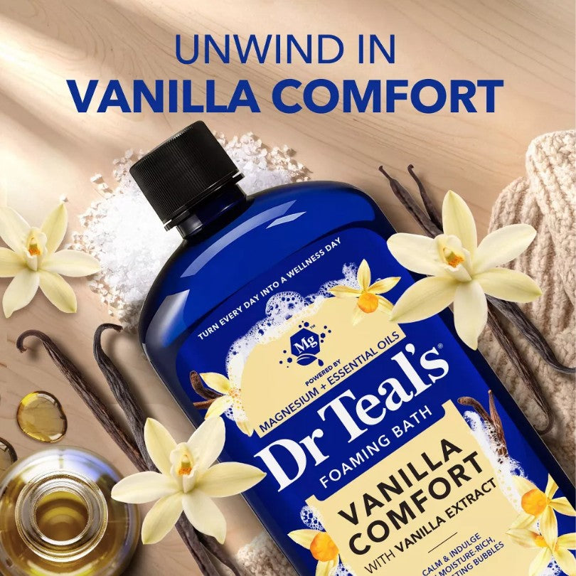 Detoxify & Energize with Vanilla, Ginger & Cardamon Extract by Dr. Teal's Vanilla Comfort Foaming Bath Soap, 34 oz