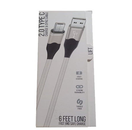 Tech Theory 2.0 Type C Charge & Sync Cable 6 Feet Long - OleBella