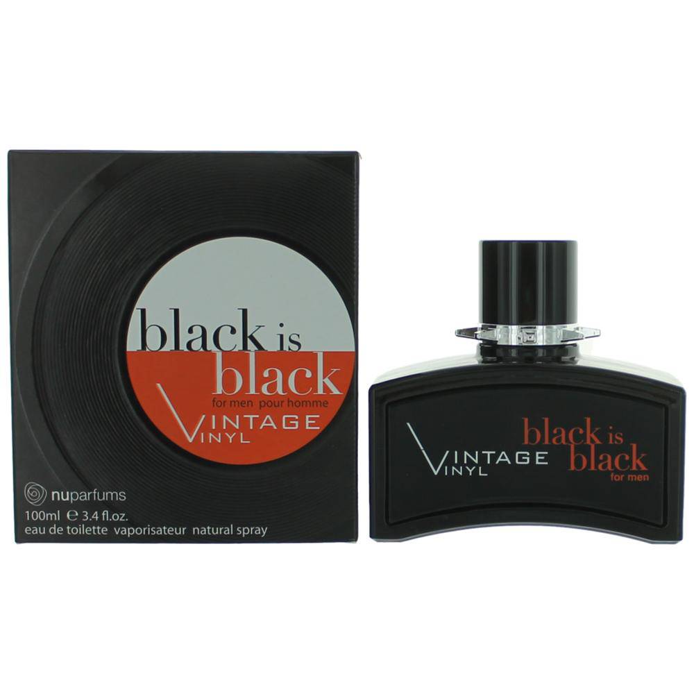 Black is Black Vintage Vinyl by NuParfums, 3.4 oz EDT Spray for Men - OleBella
