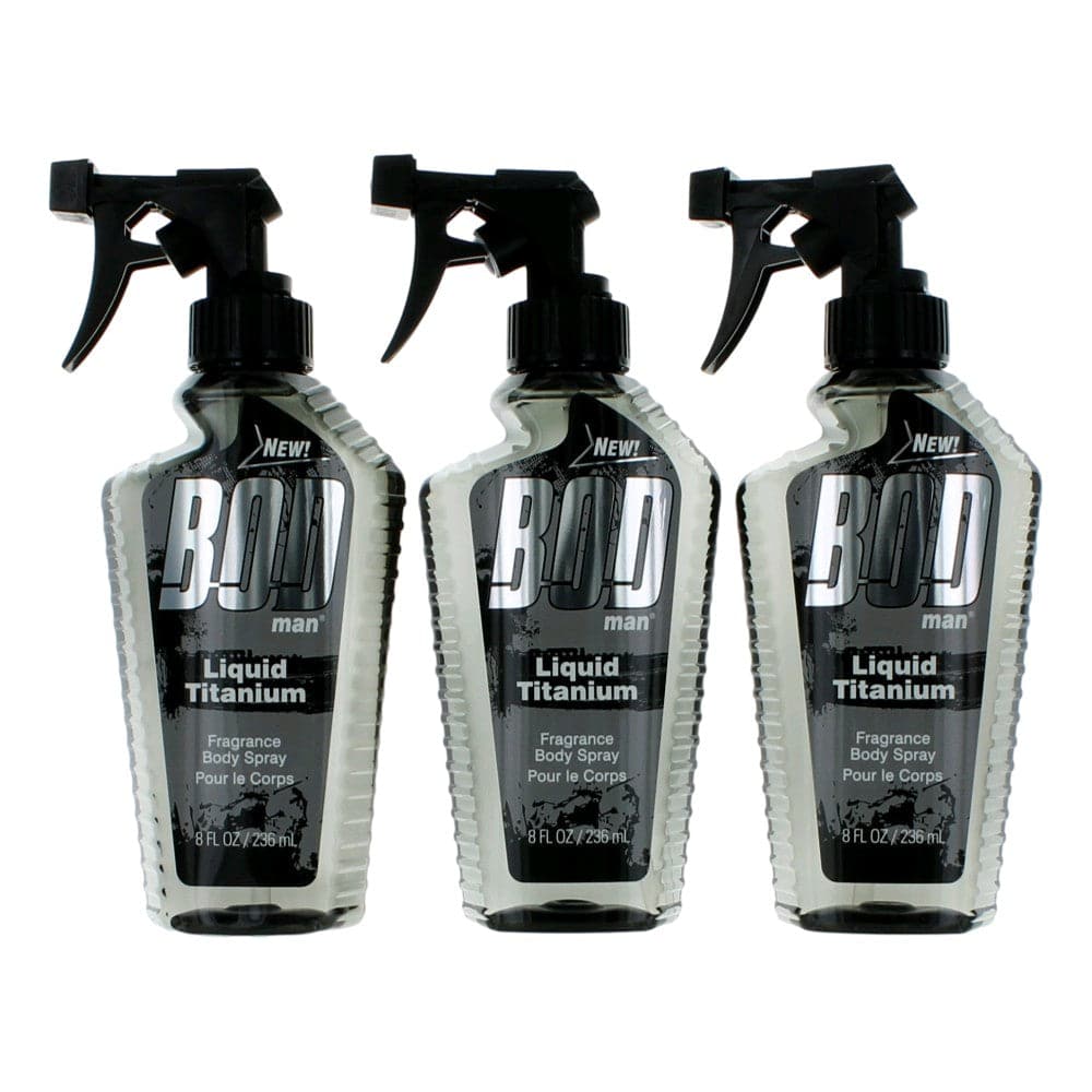 Bod Man Liquid Titanium by Parfums De Coeur, 3 Pack 8oz Fragrance Body Spray men - OleBella