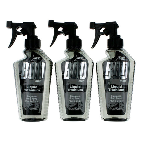 Bod Man Liquid Titanium by Parfums De Coeur, 3 Pack 8oz Fragrance Body Spray men - OleBella