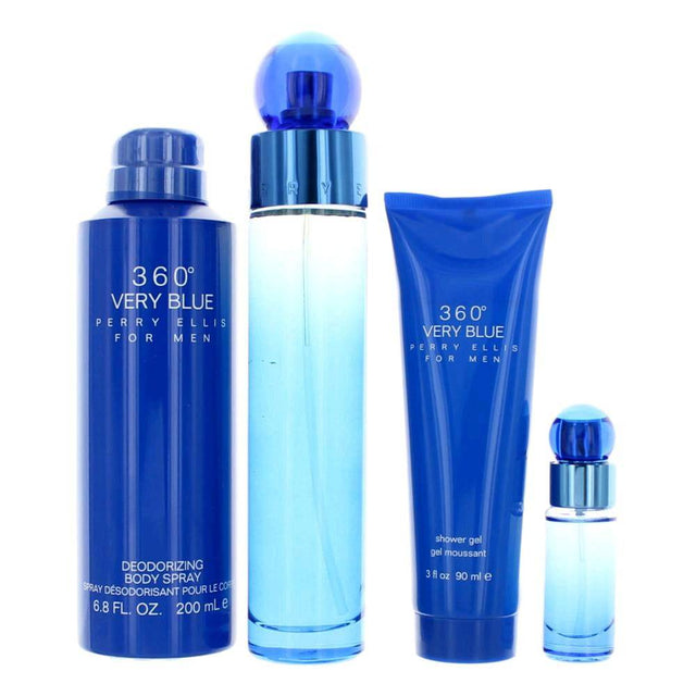 Perry Ellis 360 Very Blue by Perry Ellis, 4 Piece Gift Set for Men - OleBella