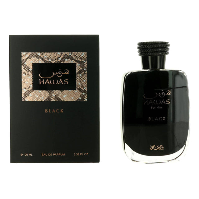 Hawas Black by Rasasi, 3.38 oz EDP Spray for Men - OleBella