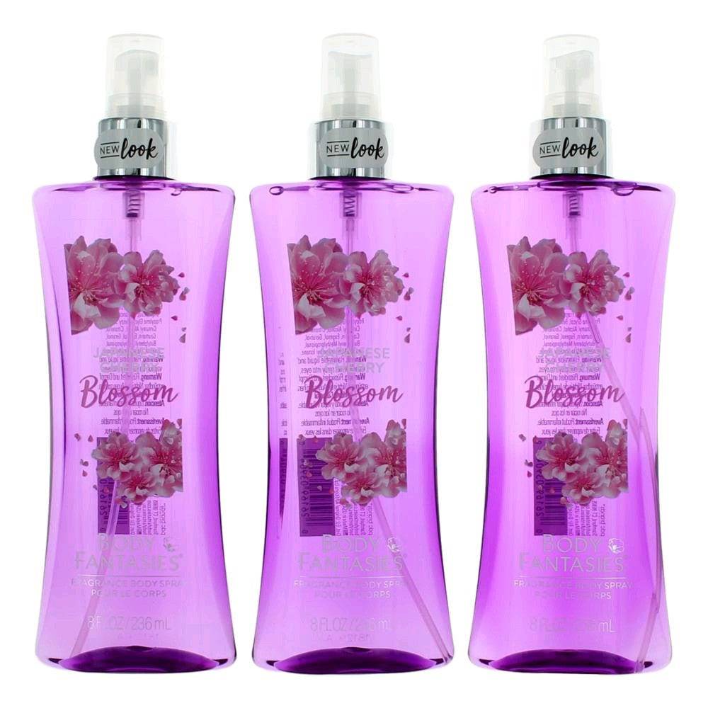 Japanese Cherry Blossom by Body Fantasies, 3 Pack 8oz Fragrance Body Spray women - OleBella