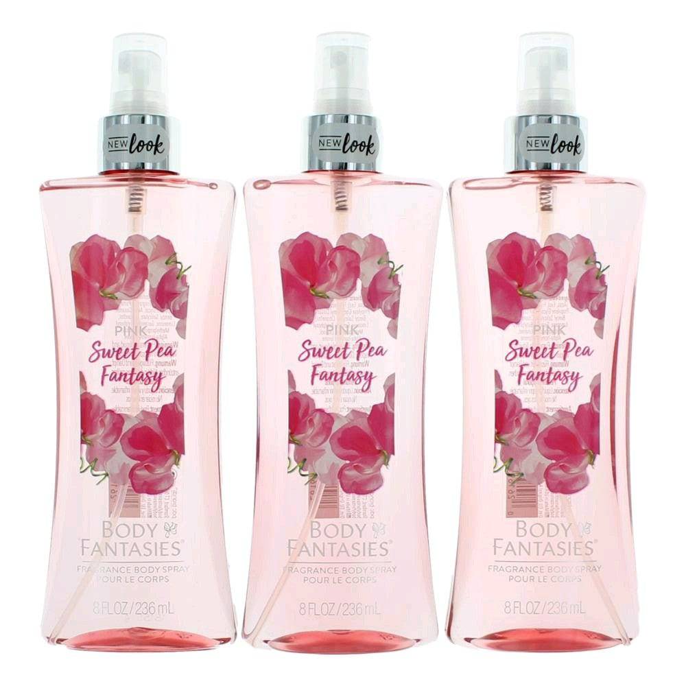 Pink Sweet Pea Fantasy by Body Fantasies, 3 Pack 8oz Fragrance Body Spray women - OleBella