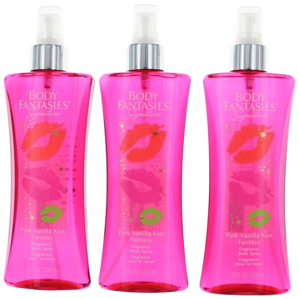Pink Vanilla Kiss Fantasy , 3 Pack 8oz Fragrance Body Spray women - OleBella