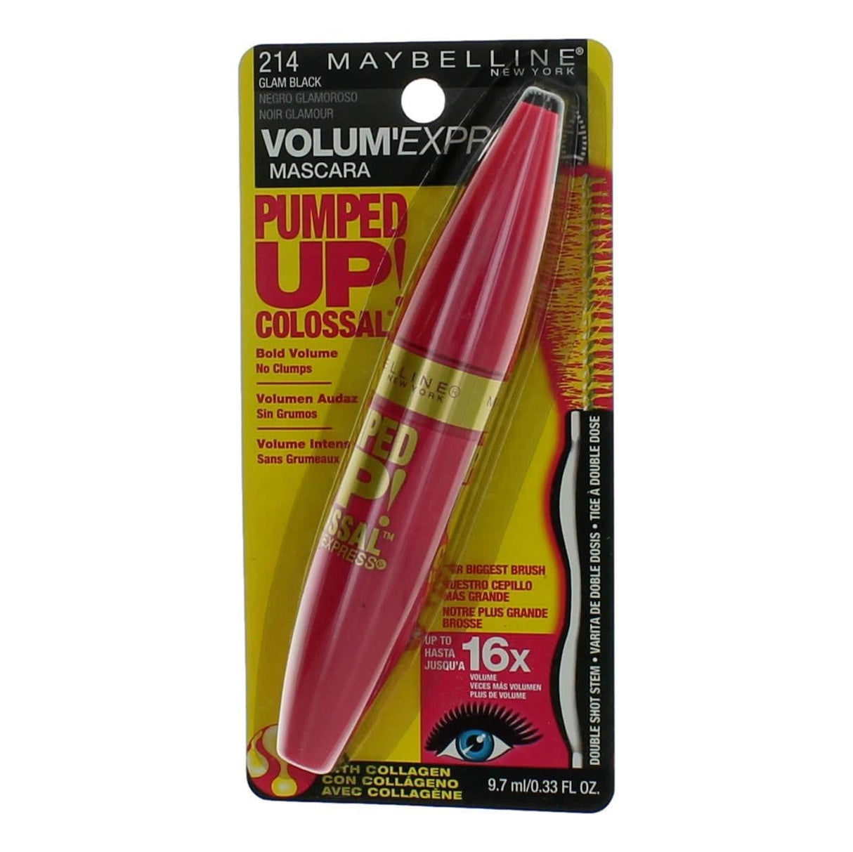 Maybelline Pumped Up Colossal Volum' Express by Maybelline. .33 oz Mascara- 214 Glam Black - OleBella