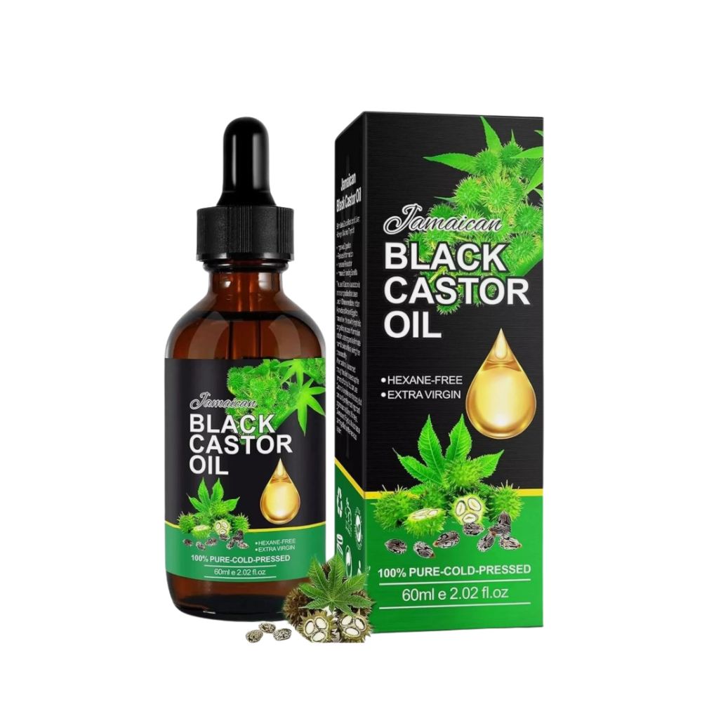 Aliver Jamaican Black Castor Oil 100% Pure Cold Pressed Organic Castor Oil 2.02 oz. DETOX. HEXANE-FREE. EXTRA VIRGIN