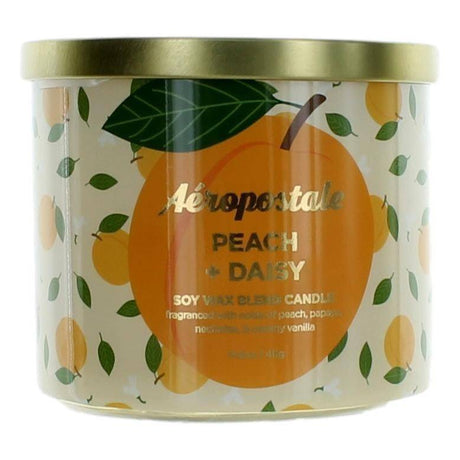 Aeropostale 14.5 oz Soy Wax Blend 3 Wick Candle- Peach & Daisy - OleBella