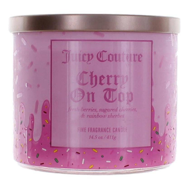 Juicy Couture 14.5 oz Soy Wax Blend 3 Wick Candle- Cherry On Top - OleBella