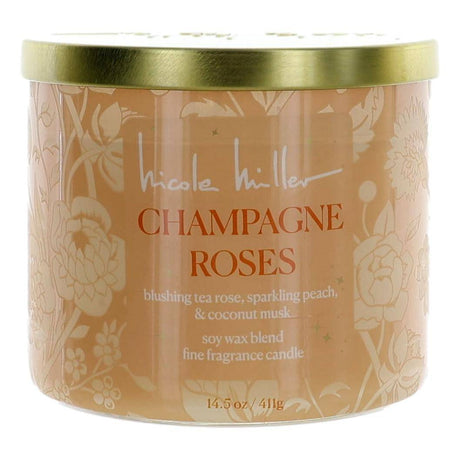 Nicole Miller 14.5 oz Soy Wax Blend 3 Wick Candle - Champagne Roses - OleBella