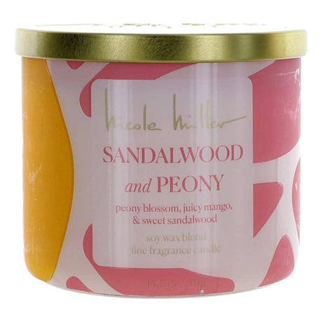 Nicole Miller 14.5oz Soy Wax Blend 3 Wick Candle - Sandalwood and Peony - OleBella