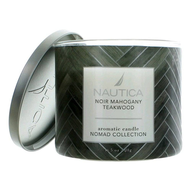 Nautica 14.5 oz Soy Wax Blend 3 Wick Candle - Noir Mahogany Teakwood - OleBella