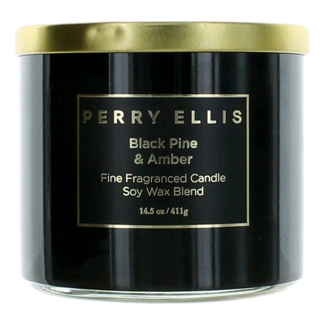 Perry Ellis 14.5 oz Soy Wax Blend 3 Wick Candle - Black Pine & Amber - OleBella