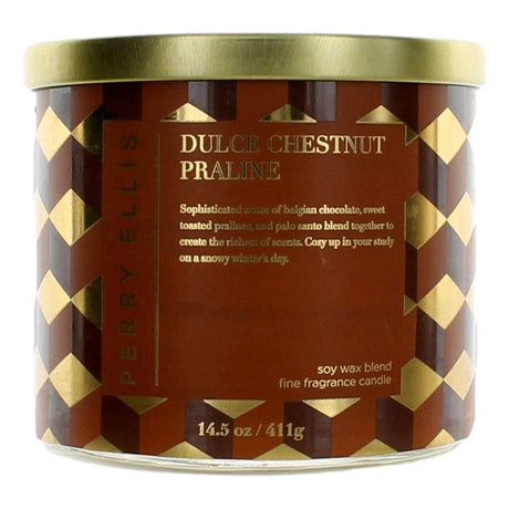 Perry Ellis 14.5oz Soy Wax Blend 3 Wick Candle - Dulce Chestnut Praline - OleBella